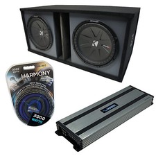 Car Stereo Paintable Ported Dual 10" Kicker CompR CWR10 Sub Box HA-A1500.1 Amp