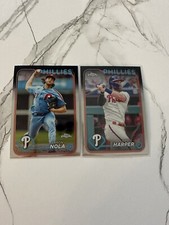 (2) 2024 Topps Chrome Card Lot Free Ship Aaron Nola Bryce Harper Phillies