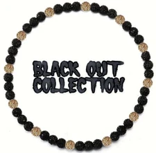 Iced Rhinestone Disco Ball Beaded Softball Baseball Necklace Black Vegas Gold