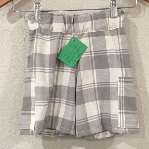 Mom and Pop's Kids Boys Sz 5 Shorts Gray Plaid Pull On Adjustable 100% Cotton