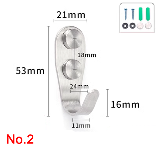 Stainless Steel Wall Hooks Strong Hook Screw Fixation Heavy Duty Multiple Types - Picture 7 of 23