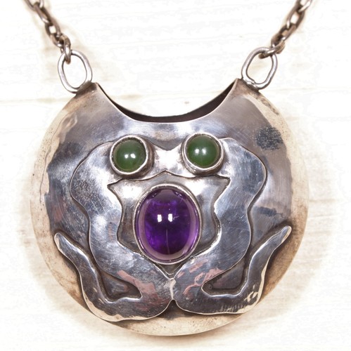 Collar colgante de recipiente de amatista de plata de ley hecho a mano X476C - Imagen 1 de 5