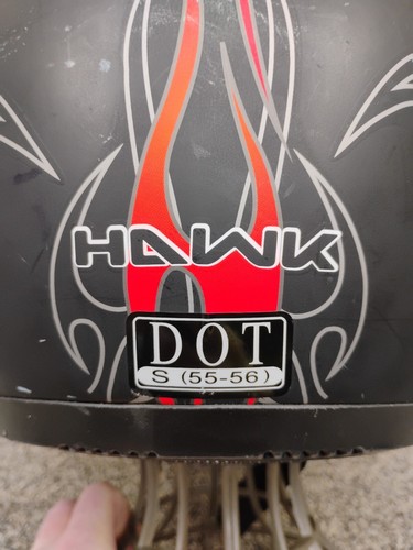 HAWK Motorcycle Motocross Full Face Helmet Size Small 55-56 Black Red Flames DOT - Picture 4 of 12