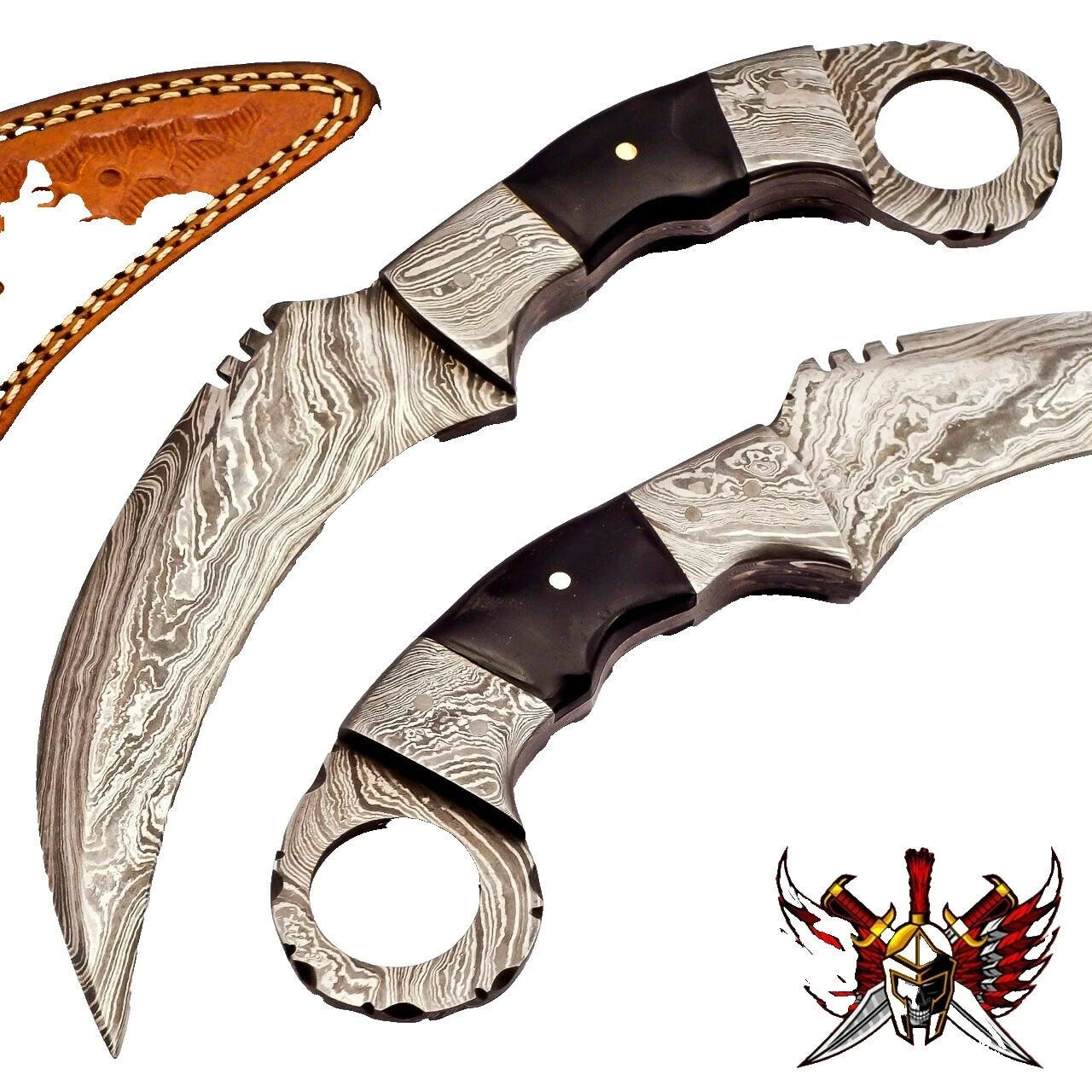 Lâmina de Aço Damasco Classic canivetes colecionáveis com Cabo de Chifre