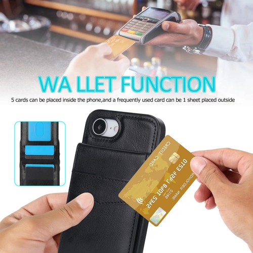 For iPhone 16e PU Leather Back Flip Stand Card Slot Shockproof Wallet Phone Case - Picture 5 of 49