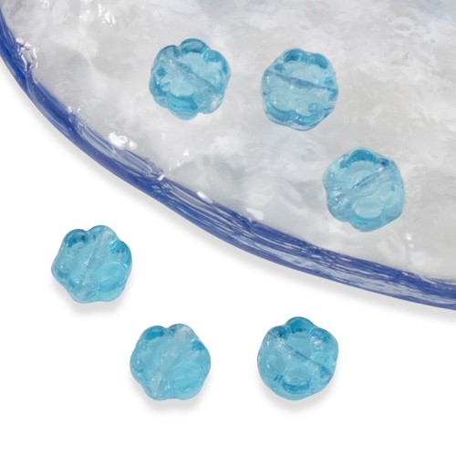 50 Aqua Blue Daisy Flower Beads - 6mm Czech Glass Beads - DIY Jewelry Projects - Picture 4 of 7