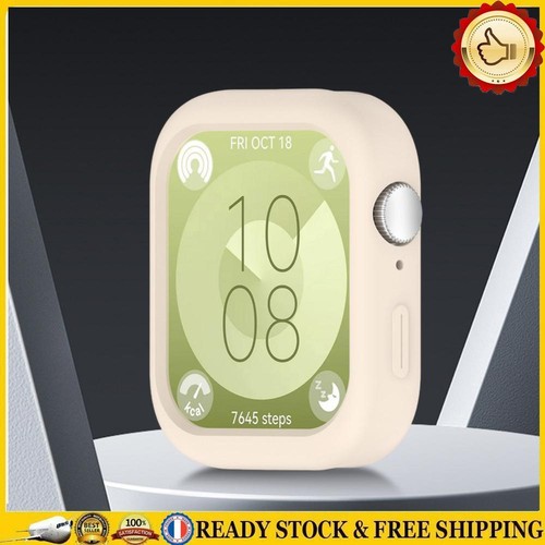 Silicone Case Anti-fall Soft Bumper Frame Cover for Huawei Watch Fit3(Ivory)