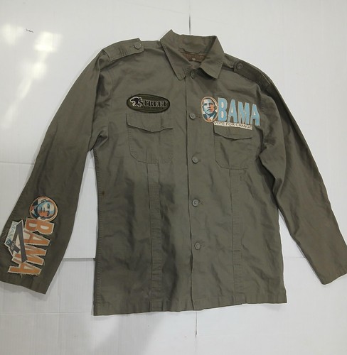 Camicia/giacca patch Obama verde militare Point Zero taglia XL. - Foto 12 di 15
