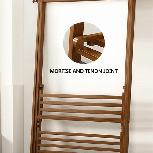 Solid Bamboo Clothes Rail Coat Rack Hanging Garment Stand Shoes Storage Sheves - Picture 12 of 68