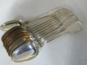9-Antique-English-Sterling-Silver-Fiddle-Thread-Tea-Spoons-5-75-034-B-Smith-1840