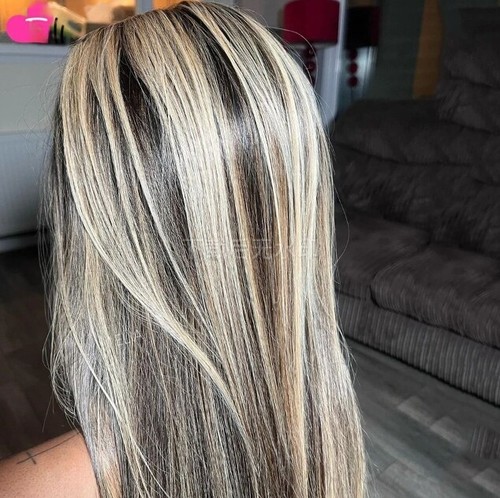 Pelucas destacadas negras con rubio 13x4 peluca frontal de encaje 100 % cabello humano pre arrancado - Imagen 4 de 9