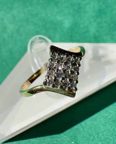 Diamond 18K Gold Ring Natural Old Mine Cut Diamonds - Picture 12 of 24