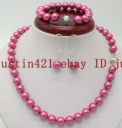 Natural 8mm South Sea Round Shell Pearl Gemstone Necklace Bracelet Earrings Set - Picture 2 of 11