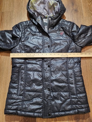 WOMEN’S FOX 🦊 RACING HOODED PUFFER JACKET BLACK PRINTED LINER SIZE SMALL - Picture 4 of 8