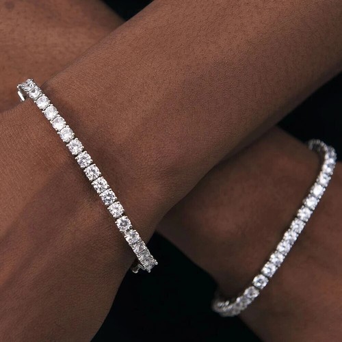Brazalete Tenis 3ct Oro Blanco Diamante Pase de Prueba Creado en Laboratorio VVS1/D LED 16 cm - Imagen 6 de 6