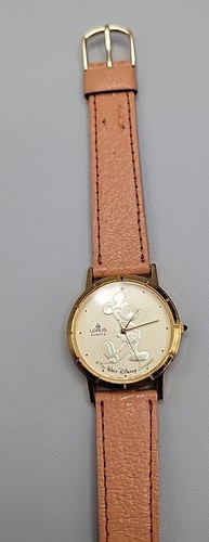 Vintage Lorus Seiko Mickey Mouse Gold Unisex Quartz Watch 7" Leather Band 30mm - Picture 5 of 17