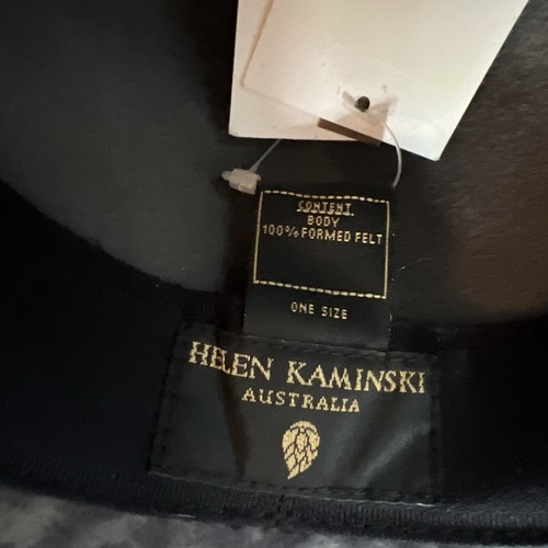 NUEVO CON ETIQUETAS Helen Kaminski Gris y Negro Lana Fieltro Fedora Sombrero Talla Única Estampado Animal - Imagen 8 de 9