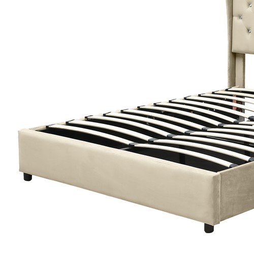 Queen Size Platform Bed Frame Hydraulic Lift Storage Upholster Velvet Headboard - Picture 8 of 11