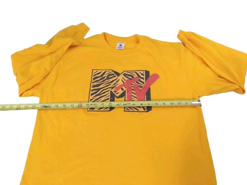 Vintage Delta Pro Weight MTV Logo Zebra  Yellow to Orange Tone T Shirt Size LRG - Picture 5 of 19