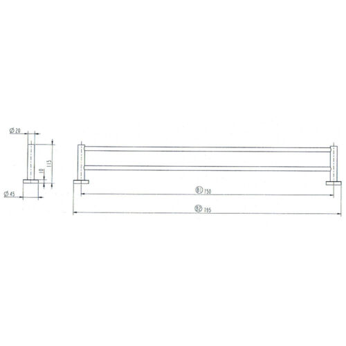 Decaura Double Towel Rail Rack Bar 750mm Chrome Black round Wall Holder Hanger - Picture 5 of 11