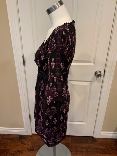 Nanette Lepore Black Dress W/ Light & Dark Purple Embroidery, Size 4 (US) - Picture 5 of 9