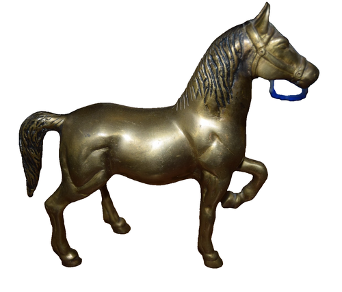 Solid Brass Horse Figurine Decor Shelf Western Equestrian