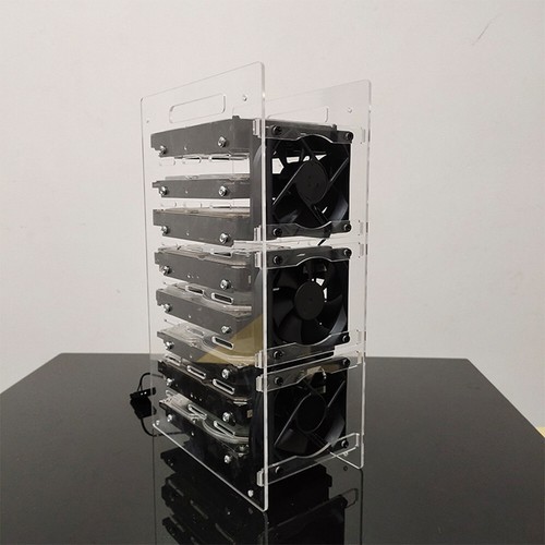 Clear Disk Test Bench Case Bracket DIY Enclosure Shelf Set Hard Drive 3.5" HDD v - Afbeelding 3 van 11