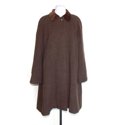 Vtg Cinzia Rocca Brown Wool Alpaca Pea Coat Trench