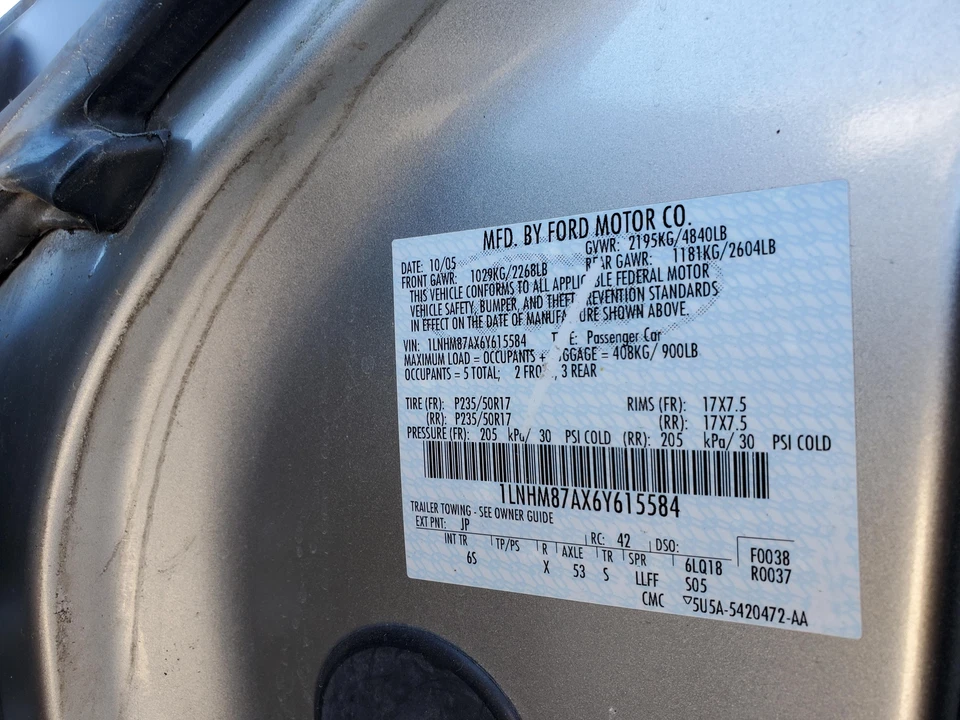 Front LH Inside Door Panel (S dove gray) 2005-2006 Lincoln LS - Image 3 of 4