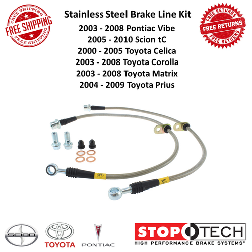 Líneas de freno delanteras de acero StopTech para Pontiac Vibe Scion tC Toyota Corolla Matrix - Imagen 1 de 12