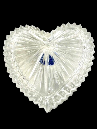 Cristais Maua Brazil Hand Pressed Crystal Heart Shape 4" Trinket Box T 14 - Picture 13 of 14