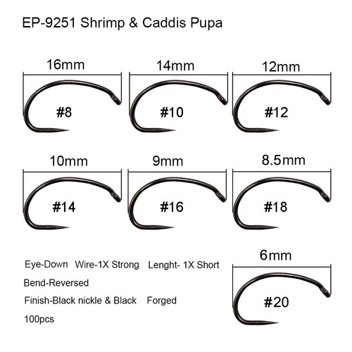Eupheng 50pc Competition Barbless Fly TyingFish Hook Dry Nymph Shirmp CaddisHook - Picture 15 of 24