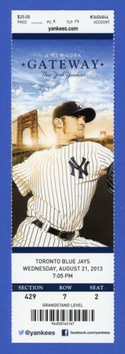 Ichiro Suzuki Baseball Hit #4000 Full Mint Ticket 8/21/2013 Yankees v Blue Jays