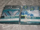 Bath Set Fabric Shower Curtain Embroidered Hand Towels Blue NEW!
