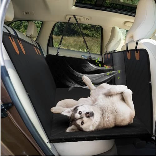 Backseat Extender for Dogs. Car seat Cover with Hard Reinforced