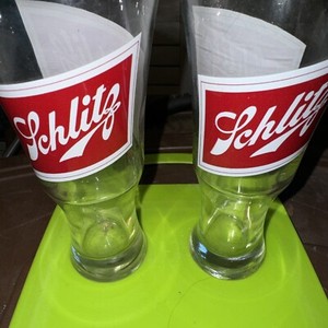 Set Of Two 1980s Schultz Tavern Glasses 7.5 Inches Tall