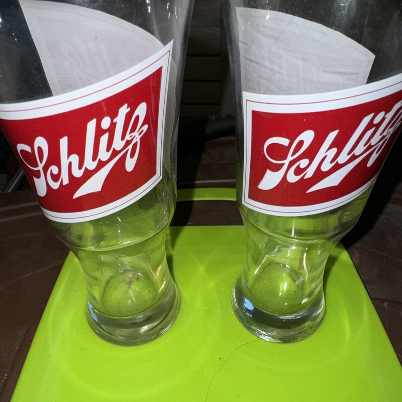Set Of Two 1980s Schultz Tavern Glasses 7.5 Inches Tall