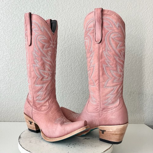 Botas de Vaquero Lane SMOKESHOW Mujer 10 Cuero Rosa Vaquera Occidental Media Pantorrilla