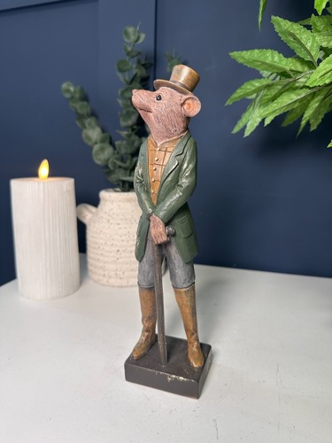 Dapper Rat "Ratty" Ornament – Top Hat & Green Trench Coat | 25cm Tall - Picture 3 of 7