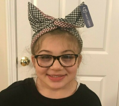 Olly Oxen Bunny Ear Hair Band Hair Bow Boho Twist Wire Gingham Hair Headband 