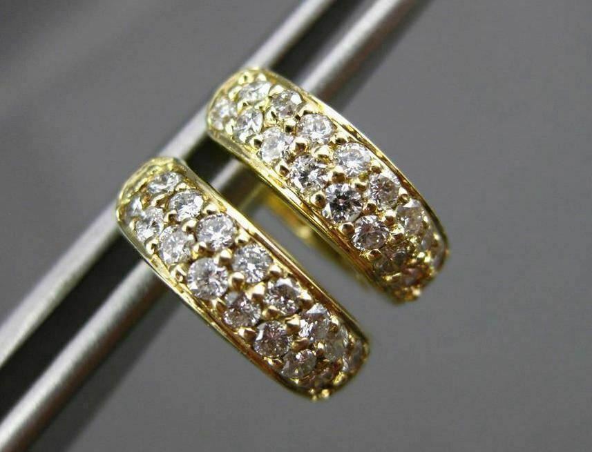 ORECCHINI HUGGIE ESTATE WIDE .48CT DIAMANTE ORO GIALLO 14KT DOPPIA FILA #14947