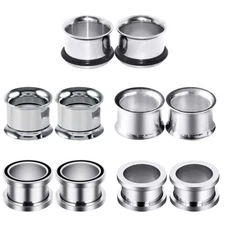 Ear Gauges Stainless Steel Ear Plugs Hollow Centered Flesh Tunnels Eyelets 2PCS