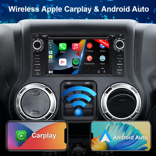 6.2" Car Stereo Radio For Jeep Wrangler Chrysler Dodge Ram Carplay CD DVD Player - Picture 5 of 13