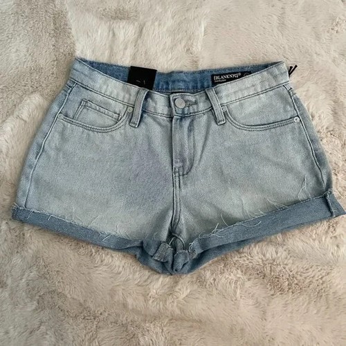 Blank NYC The Fulton Denim Roll Up Shorts Womens Sz 26 Light Wash New - Picture 1 of 10