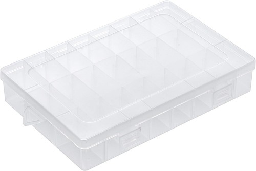 24 Grids Clear Plastic Organizer Box Storage Jewelry Box w/ Adjustable Dividers - Picture 5 of 8