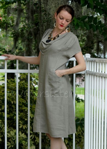 BOLSILLO CUELLO CAPUCHA MOSAIC EE. UU. 720 Peso Medio Lino Cambio Frock S M L XL 3 COLORES - Imagen 3 de 8
