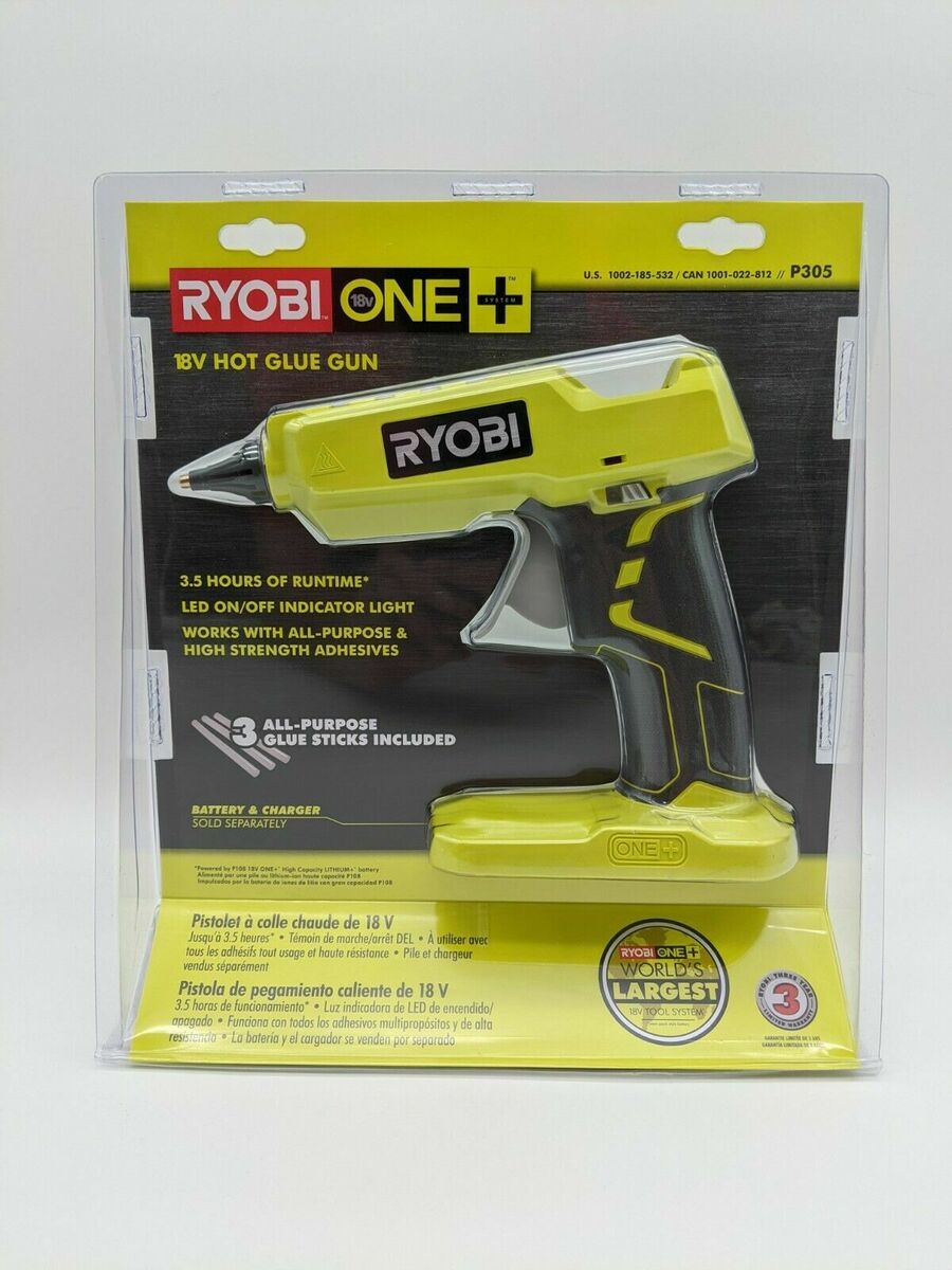 Ryobi P305 One+ 18V Lithium Ion Cordless Hot Glue Gun w/ 3 Multipurpose Glue