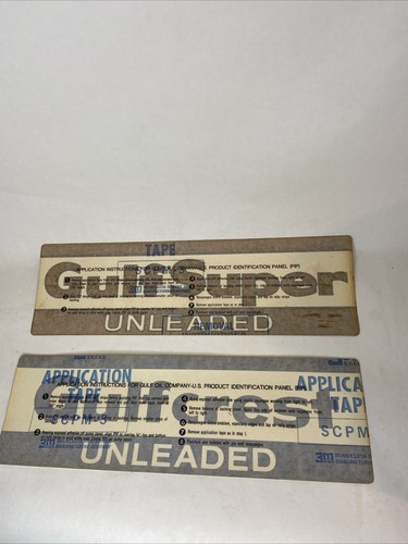 Vintage Gulf Gas Pump Stickers Gulf Super Unleaded Gulfcrest Unleaded NOS - Picture 1 of 4