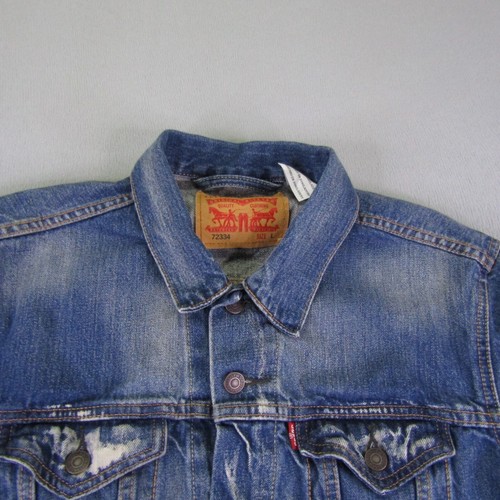 Levis Jacket Mens Large Blue Denim Trucker Jean Coat Button Type 3 Red Tab 72334 - Picture 2 of 10