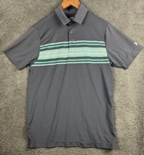 UNDER ARMOUR Golf Playoff Polo Shirt Men's Small S Heat Gear Gray Space Stripe